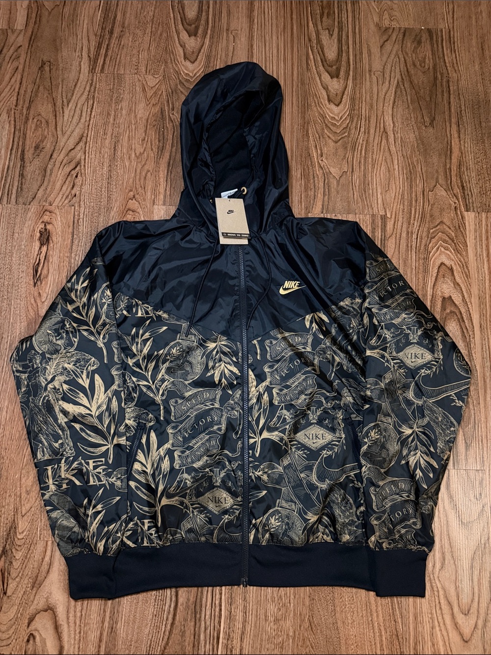 Nike Windrunner Jacket Men’s Sm Black Golden Woven Lined Track Jacket FZ2724-010
